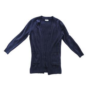 Italic 100% cashmere navy open-front cardigan with 2 pockets